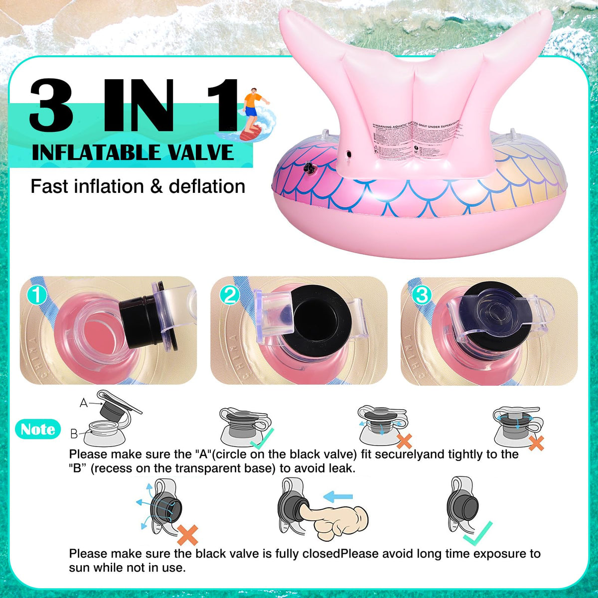 Auanvel mermaid pool float suited for beach, pool, and lake fun