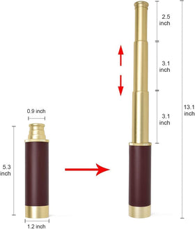 Aubric collapsible telescope with leather case for portable use