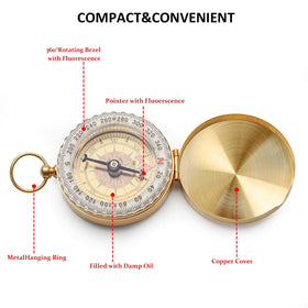 Aubric glow-in-dark compass enabling night direction at sea.