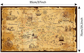 Aubric large pirate map wall decor showing bold colorful print