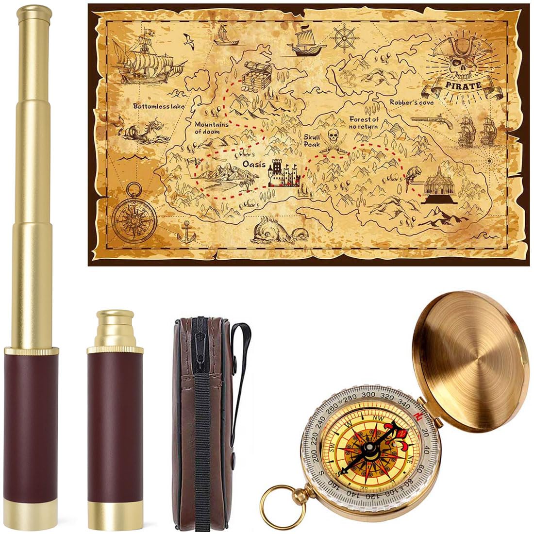 Aubric pirate spyglass telescope with 25x30 magnification for immersive pretend adventures