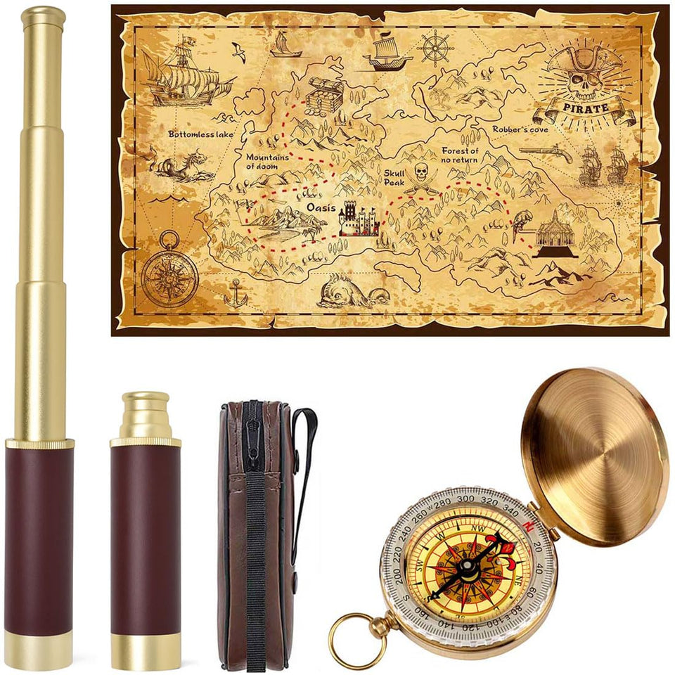 Aubric pirate spyglass telescope with 25x30 magnification for immersive pretend adventures