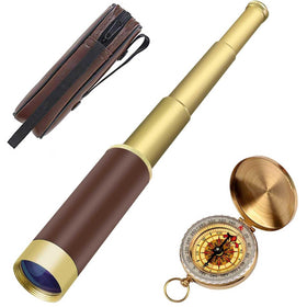 Aubric retro pirate telescope front view for outdoor exploration and imaginative play.