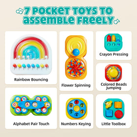 Auby Busy Board 3.0 features 12 activities to build fine motor skills and focus.