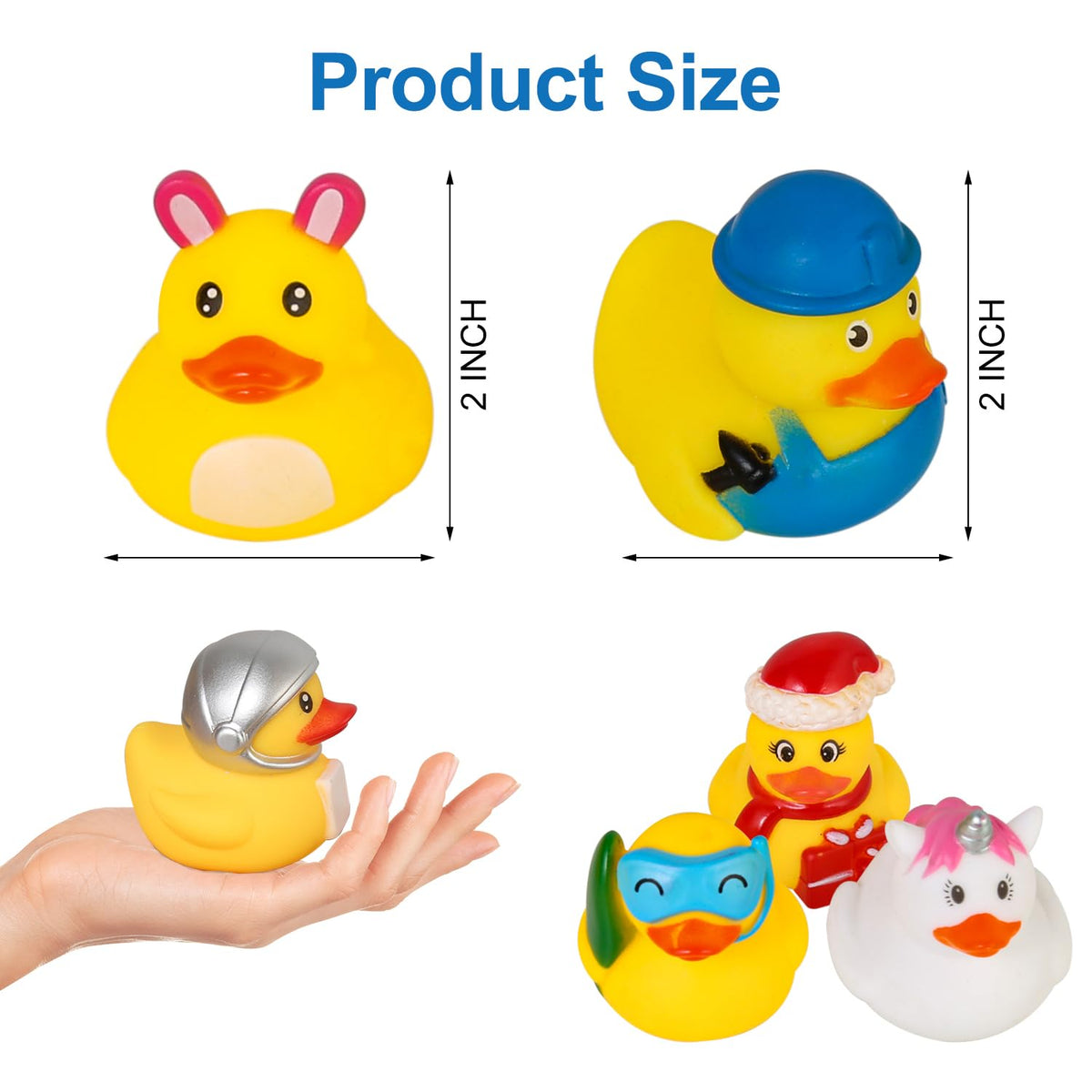 Audaisyly 2-inch rubber ducks are easy to grip during toddler baths.