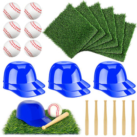 Augacage grass mats create a lifelike baseball table centerpiece.
