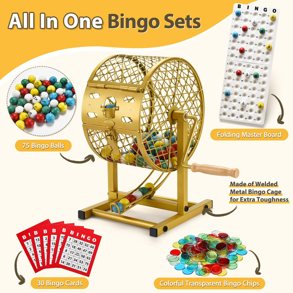 AugFir 75 bingo balls provide fair, random draws for rounds.