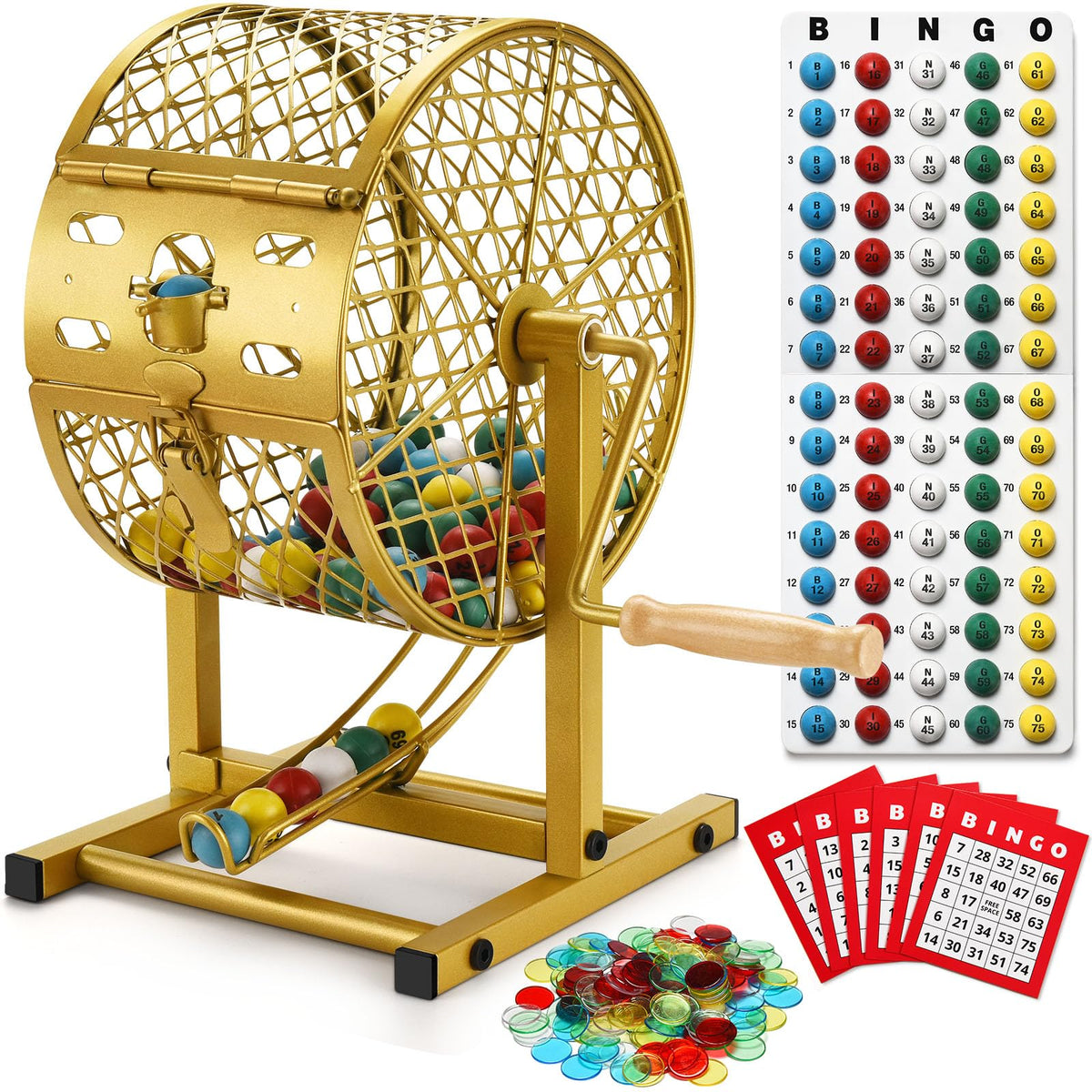 AugFir bingo cage with steel base offers stable, durable gameplay.