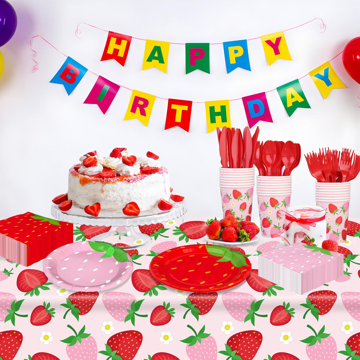 Augisteen strawberry cutlery set with forks, knives, and spoons for swift cleanup