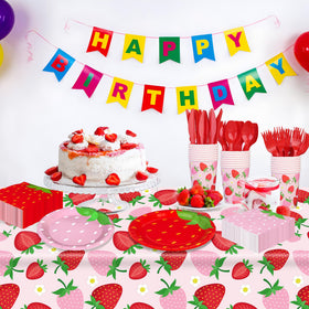 Augisteen strawberry cutlery set with forks, knives, and spoons for swift cleanup