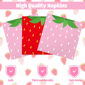 Augisteen strawberry napkins pink add cute contrast and quick cleanups