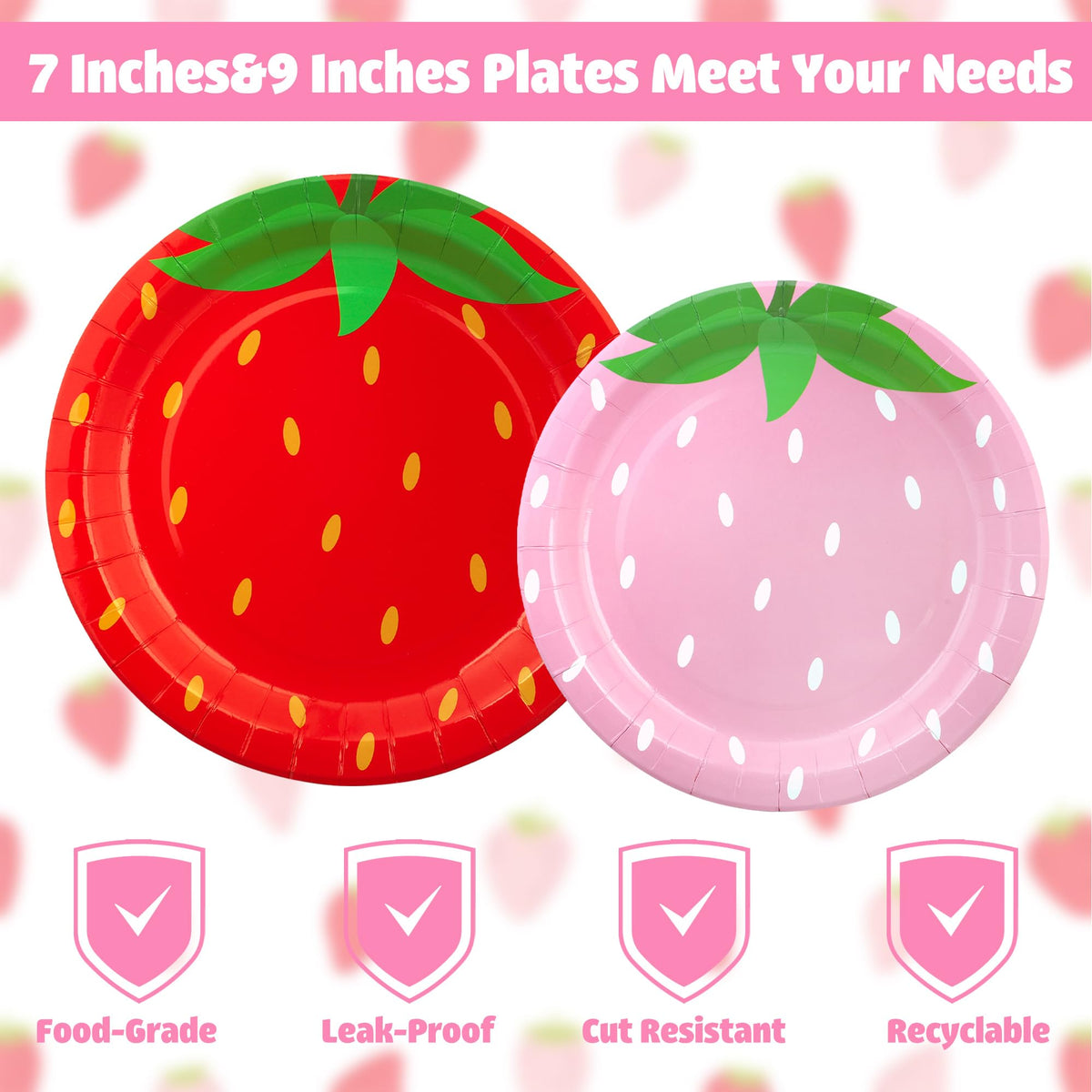 Augisteen strawberry napkins red coordinated with plates for a cohesive party look