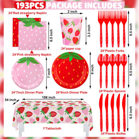 Augisteen strawberry plates 7-inch ideal for snacks and desserts at gatherings