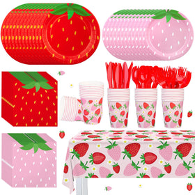 Augisteen strawberry plates 9-inch showcase vibrant fruit pattern for festive meals