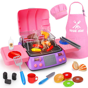 AugToy kids BBQ grill playset offers lively lights for immersive backyard pretend cooking
