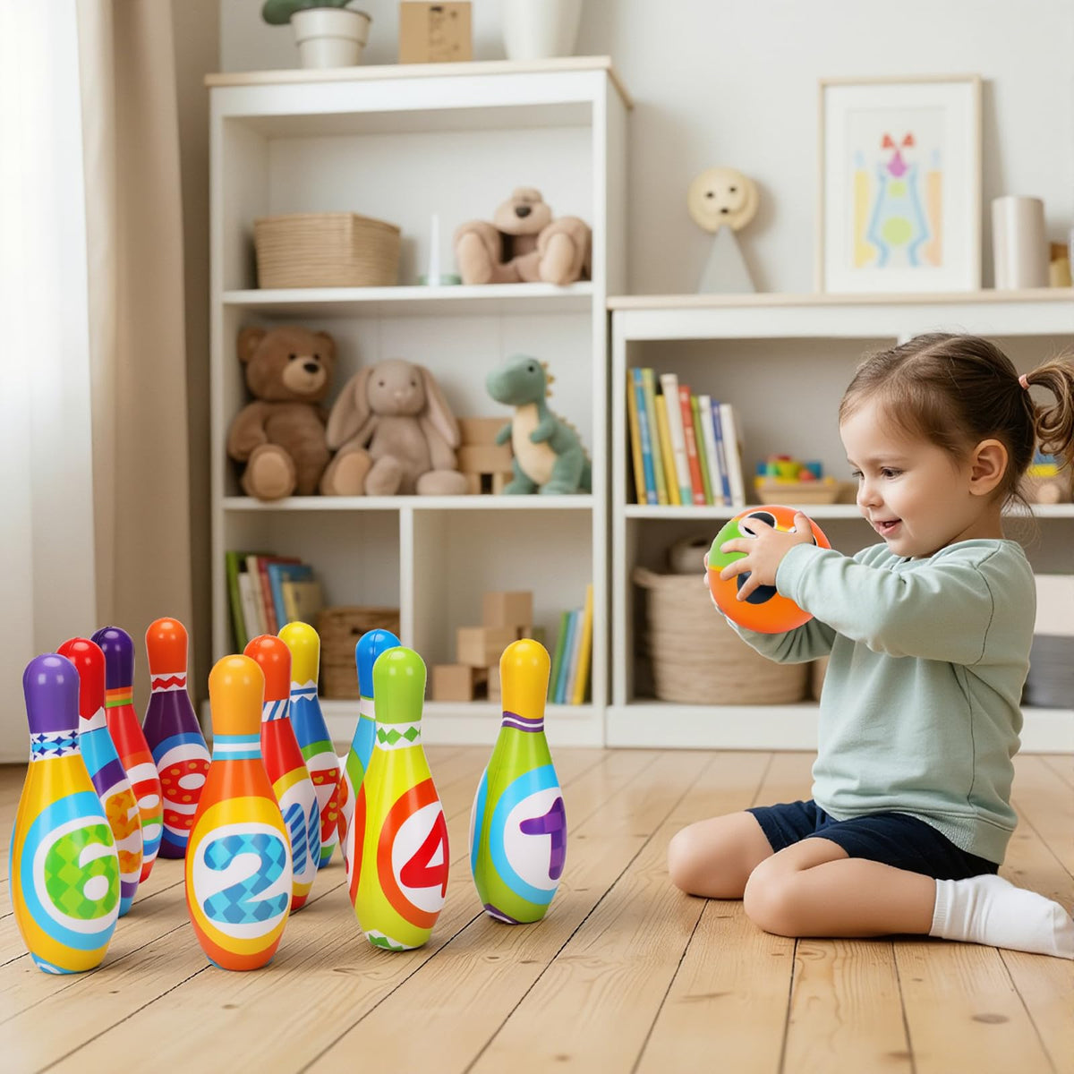 AugToy lightweight bowling balls for easy grip and toss.