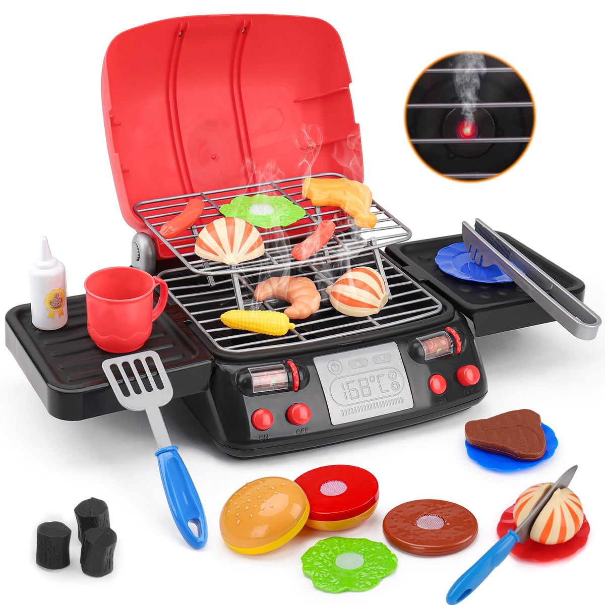 AugToy kids grill with smoke light boosts imaginative play and realistic BBQ vibes