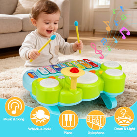 AugToy piano keyboard close-up highlighting colorful keys for early music exploration.
