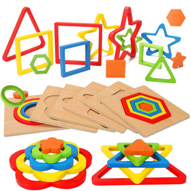 AugToy wooden flower shape puzzle boosts fine motor skills