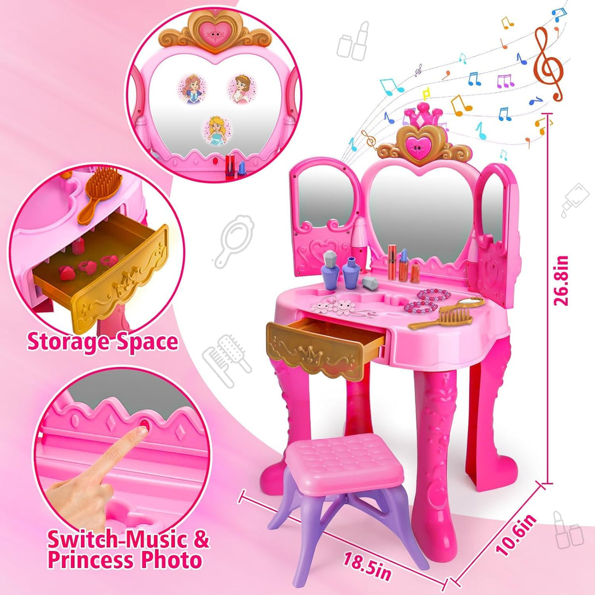 AugToy vanity door opens with magical sound for interactive pretend play.
