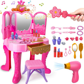 AugToy vanity with built-in lights for nighttime magic.