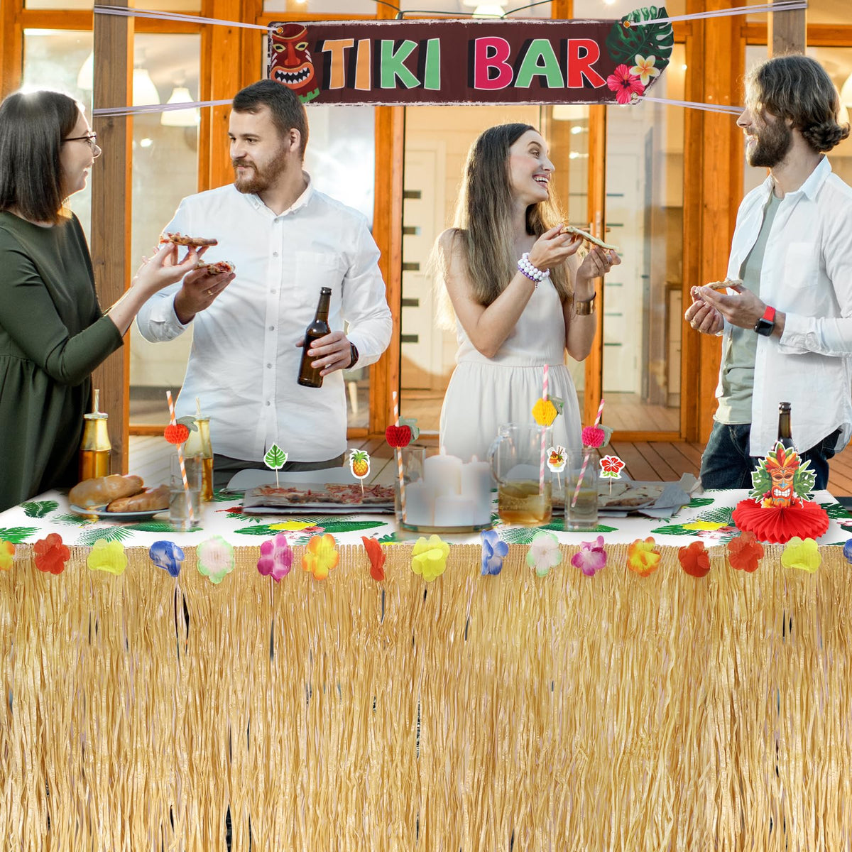 Auihiay tiki honeycomb centerpieces create eye-catching table focal points.