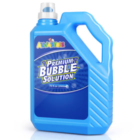 Aujazyble Bubble Refill 70oz bottle viewed from top highlights large capacity for continuous play.