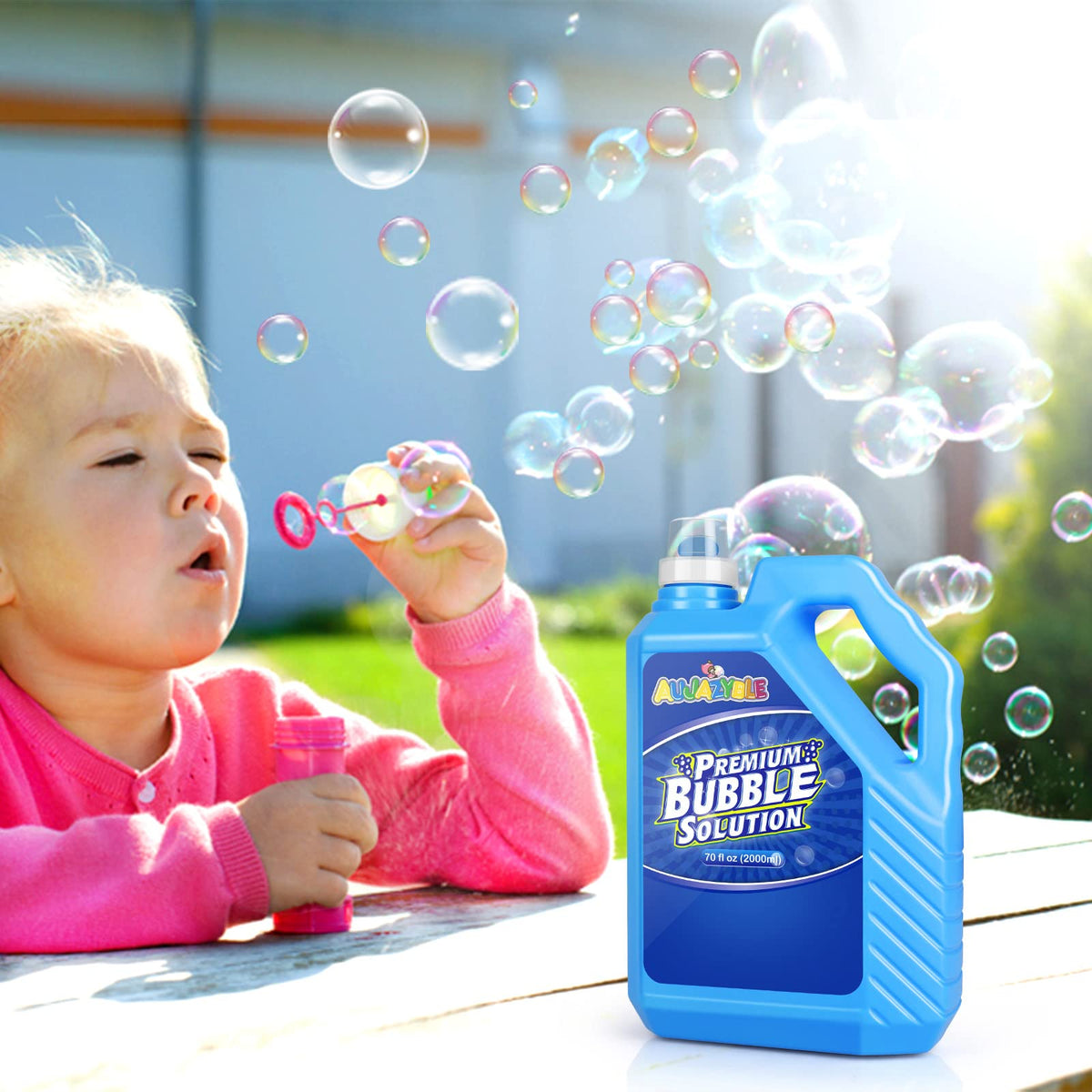 Aujazyble refill works with bubble machines for versatile fun.
