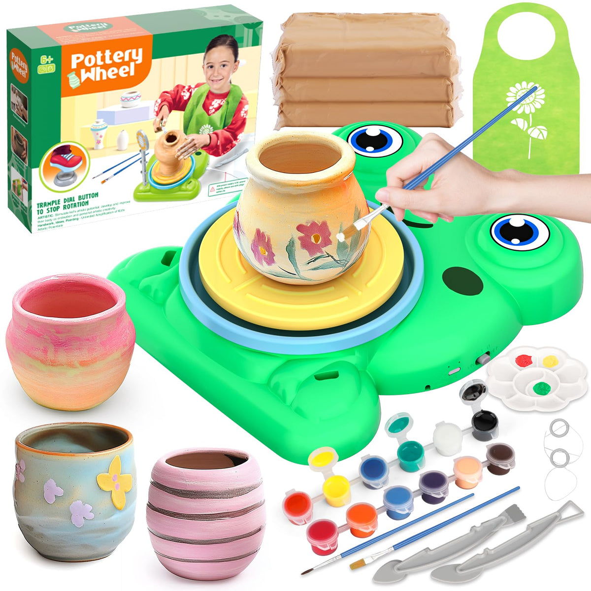 Aujazyble frog-shaped spinning wheel for beginner pottery projects