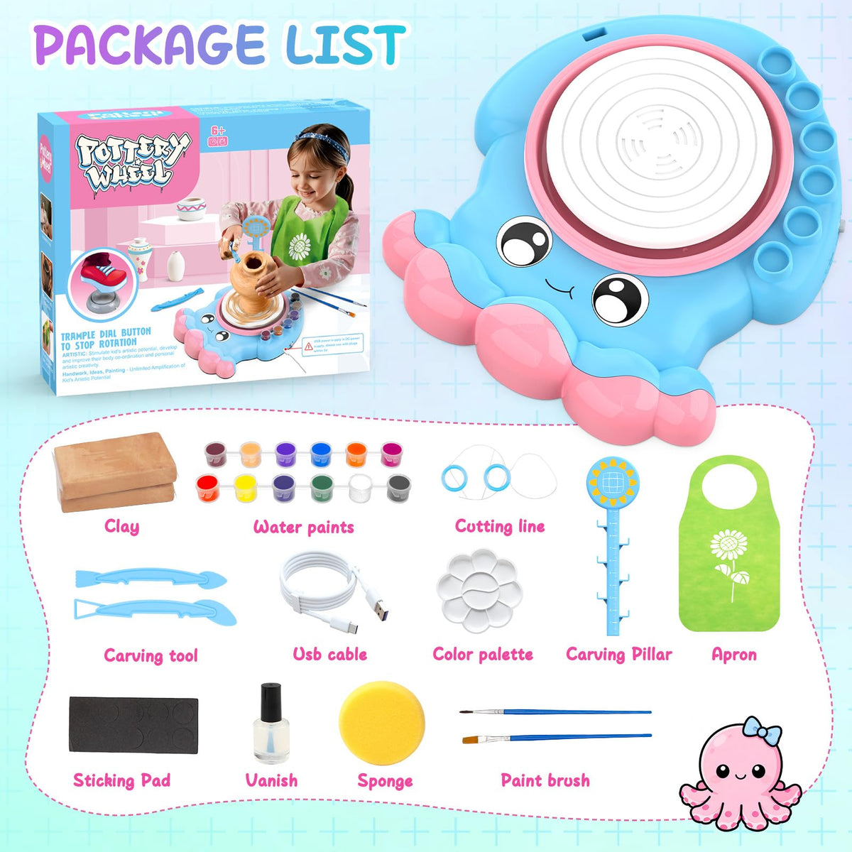 Aujazyble paint glaze brushes set lets kids add color and finish to clay projects.