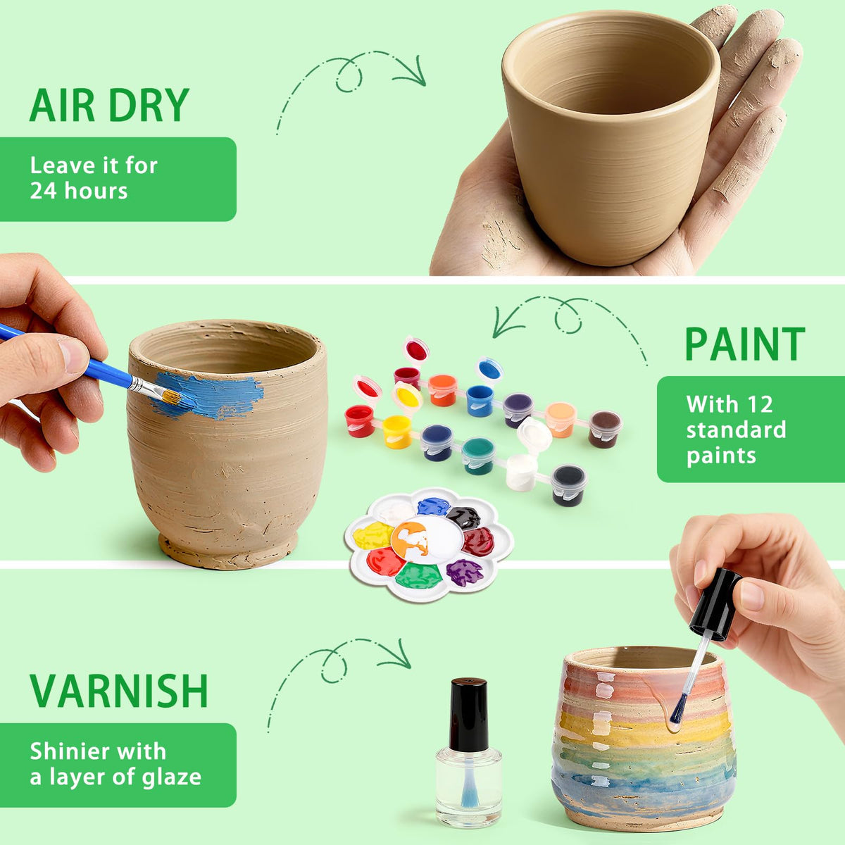 Aujazyble pottery-glaze-colors set provides vibrant finishes for creative pottery projects.