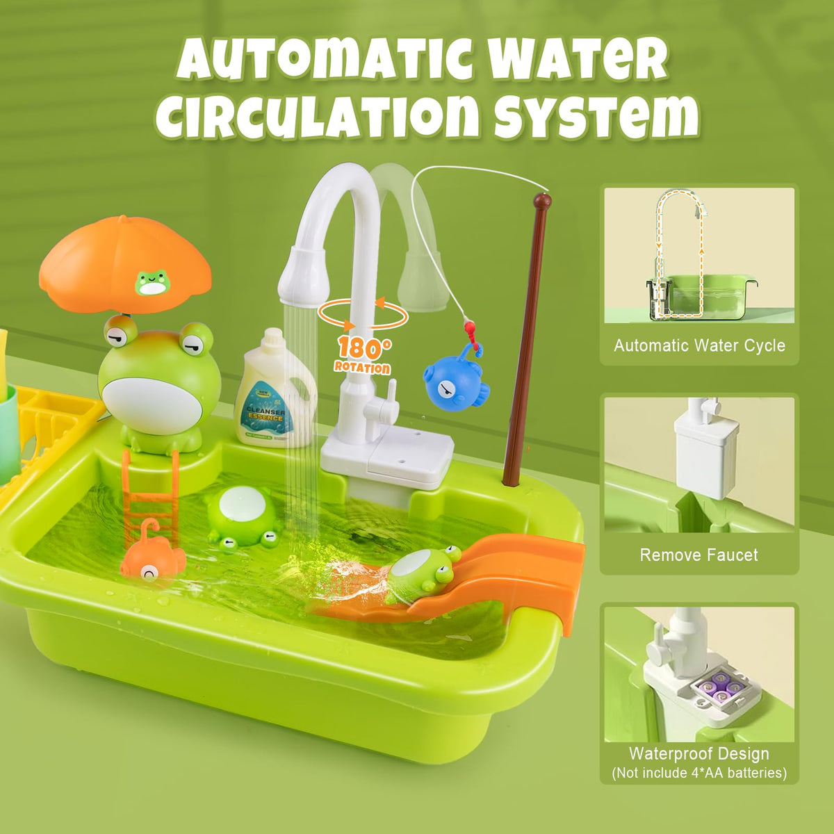 Aukful sink toy accessories set for imaginative kitchen role play.