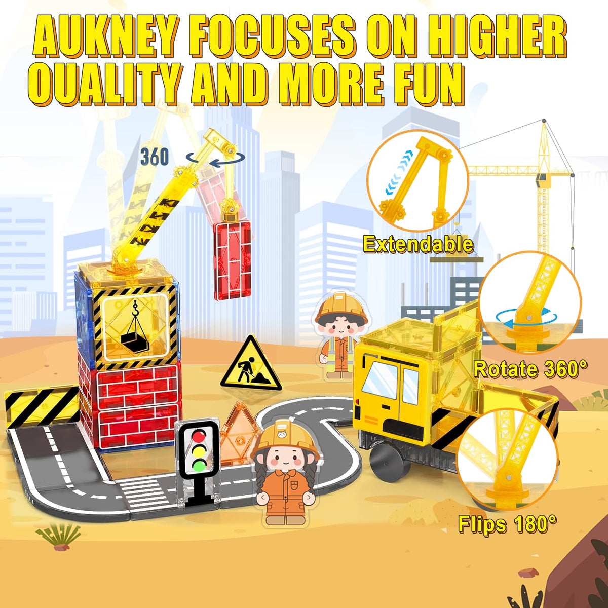 Aukney Magnetic Tiles use safe materials for toxin-free construction fun