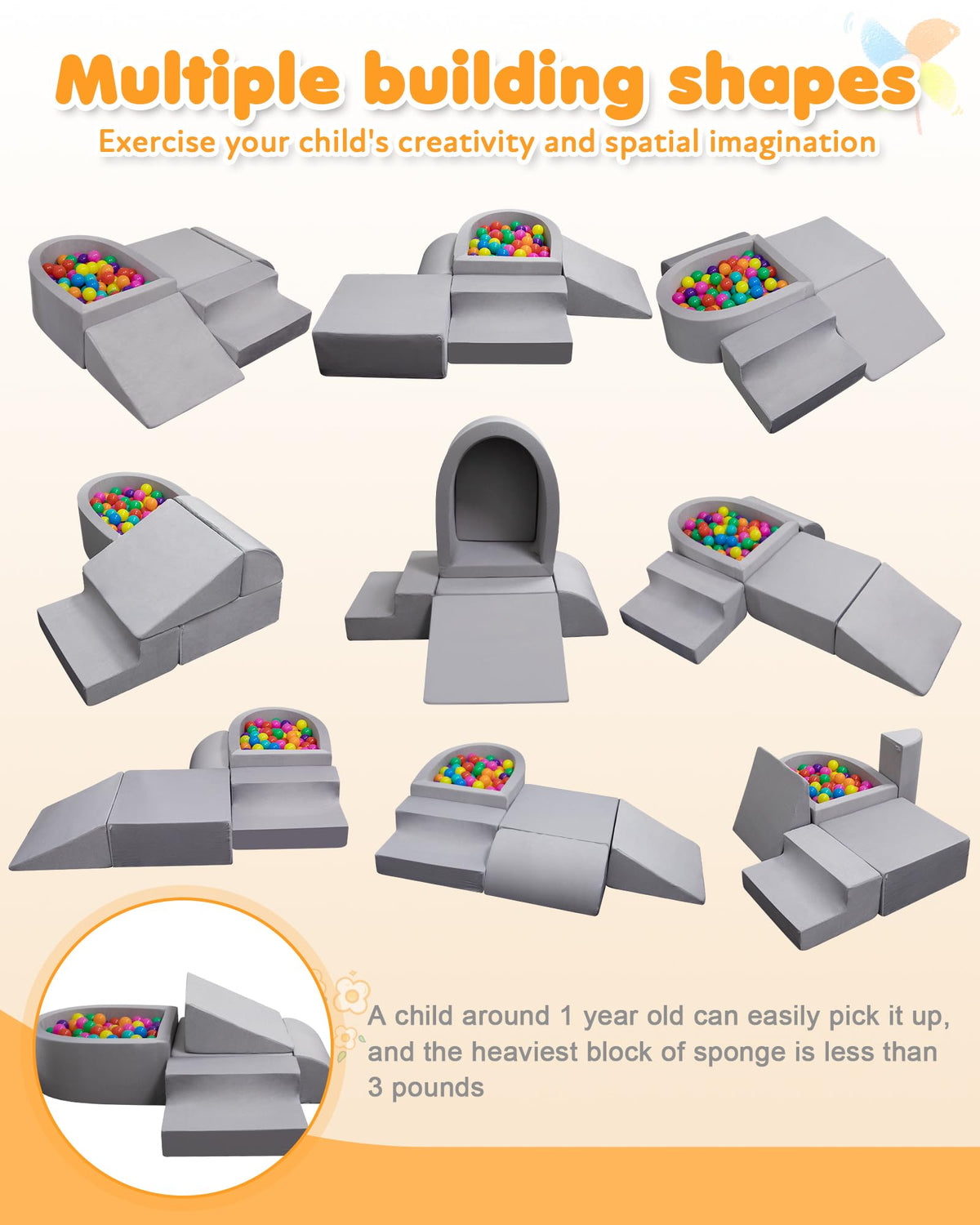 Auksay Baby Climbing Blocks anti-slip base keeps play stable during crawling