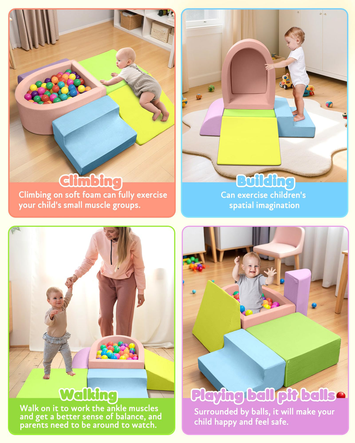 Auksay ball pit area shown as an optional, comforting tactile play space.