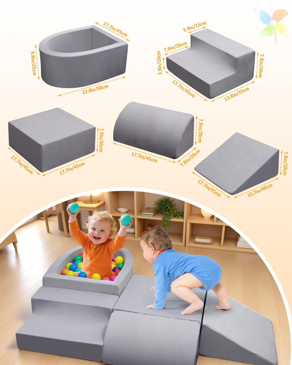 Auksay Baby Climbing Blocks DIY foam shapes for customizable routes and exploration