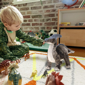 AULUDA Parasaurolophus soft-fabric closeup reveals premium plush texture and inviting softness.