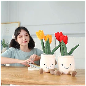 AULUDA Tulip Plush Toy in bedroom decor setting.