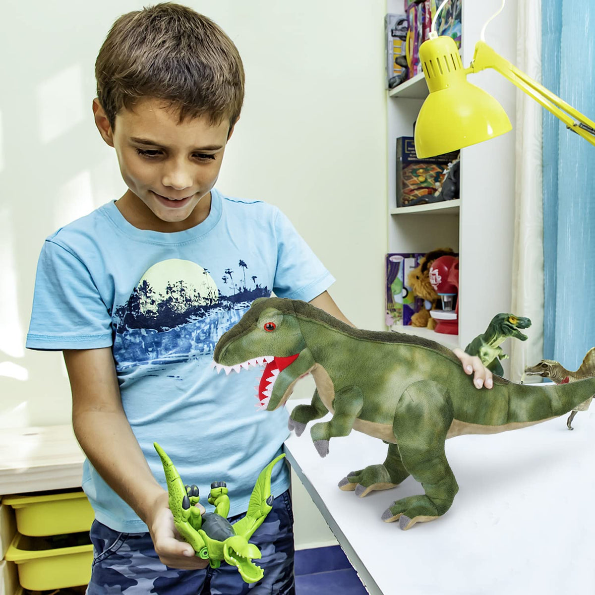 AULUDA Tyrannosaurus Rex plush close-up reveals feather-soft fabric texture