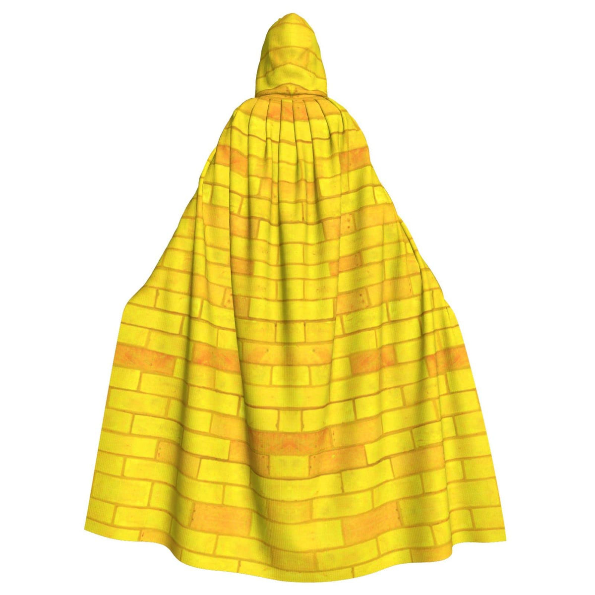 Aulwewd Brick Road Yellow Hooded Cloak, front view for Halloween cosplay.