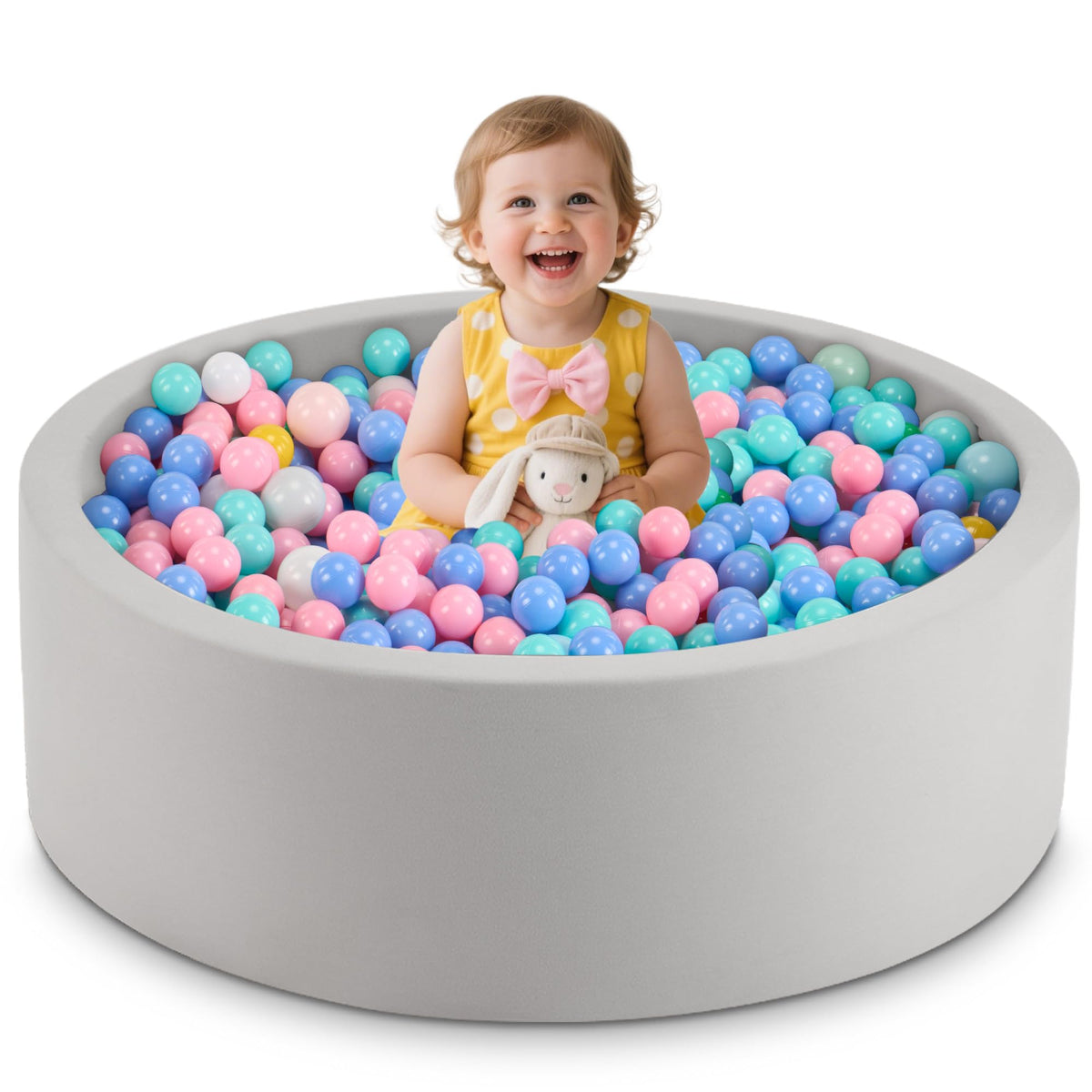 Aunekiv ball pit top view shows a spacious play area for safe toddler exploration