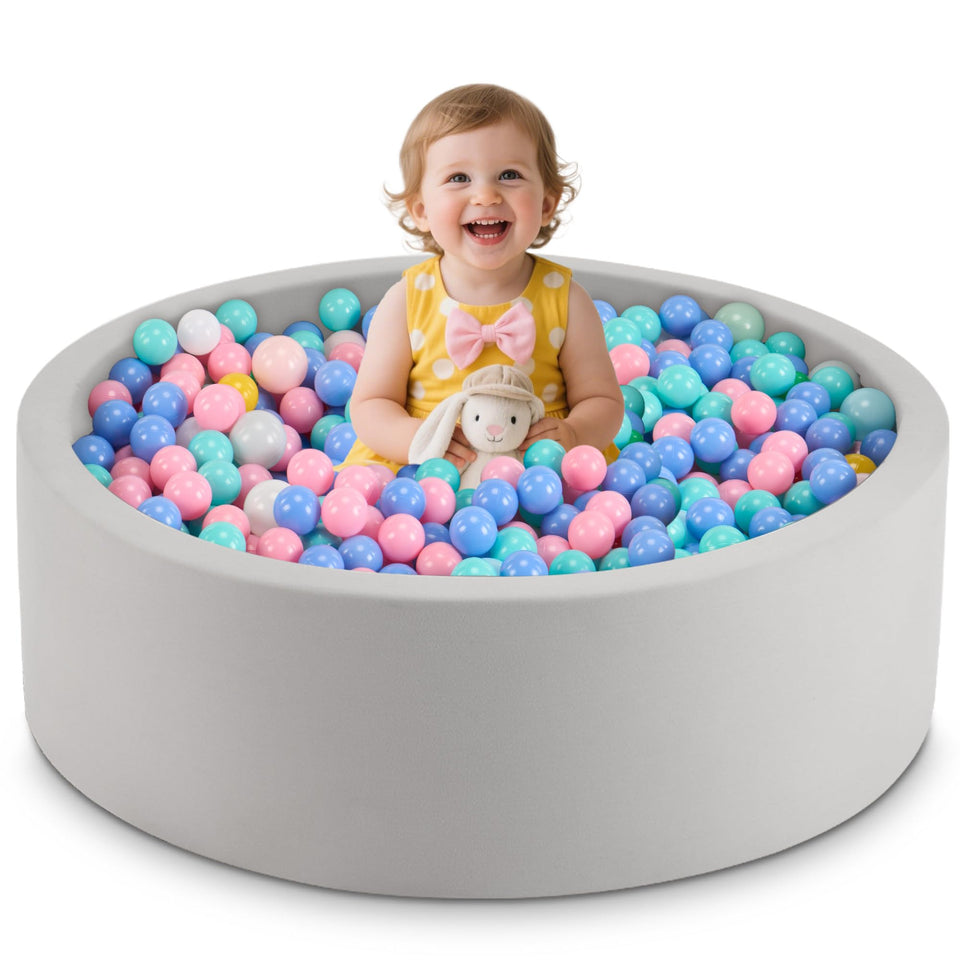 Aunekiv ball pit top view shows a spacious play area for safe toddler exploration