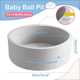 Aunekiv ball pit round assembled side view highlights durable foam safety cushioning