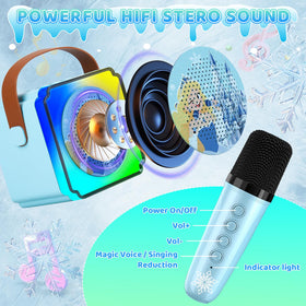 Auney karaoke machine with LED lighting enhances party atmosphere.