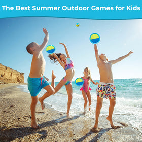 Aunnitery outdoor games with six balls and three paddles ready for group play