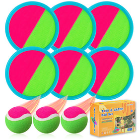 Aunnitery toss-and-catch paddles with six paddles for backyard family play.