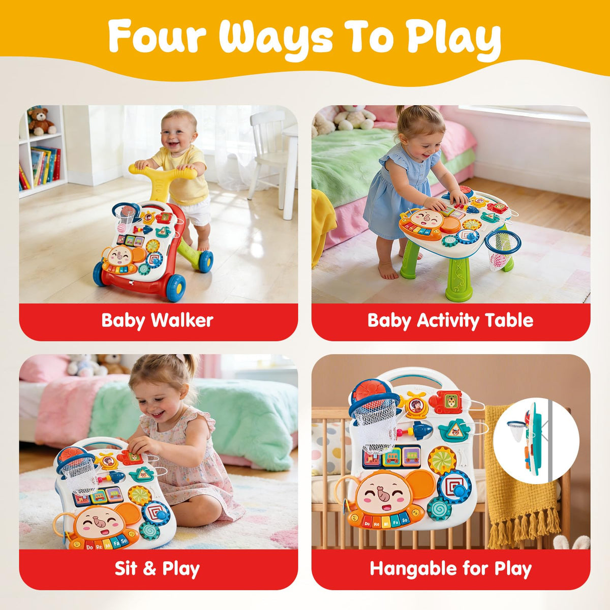 AuntyFey hanging activity center with rotating elements