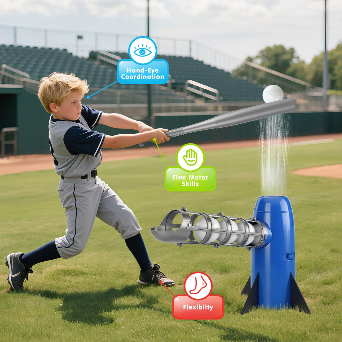 AuntyFey backyard baseball practice session showcasing home use.