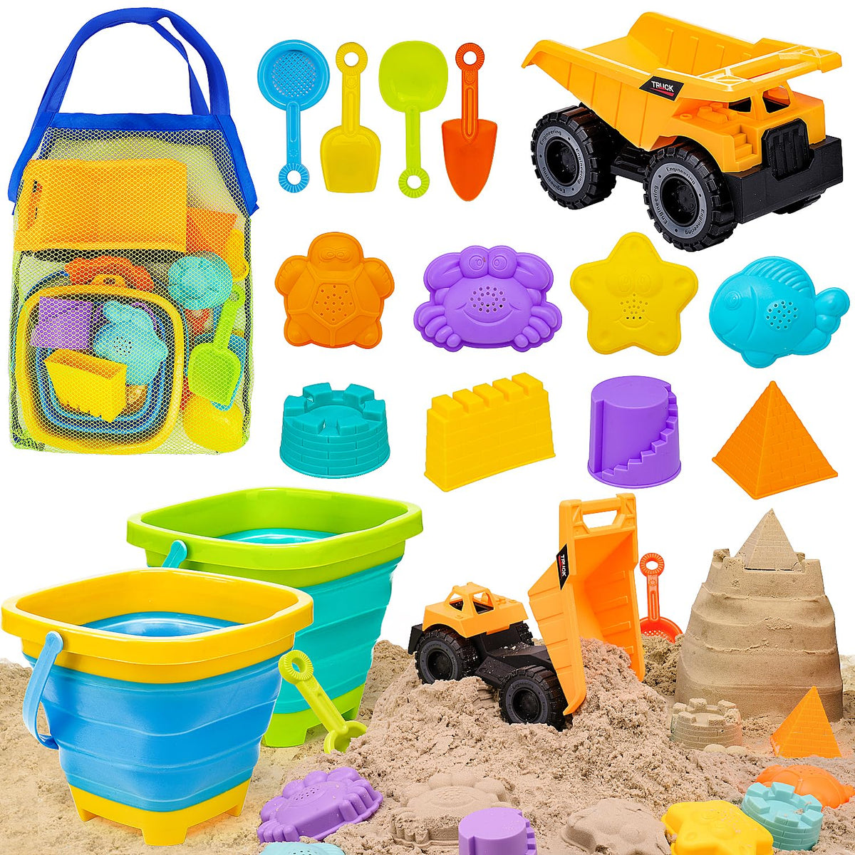 AuntyFey beach sand toy truck for transporting sand and creating imaginative play.