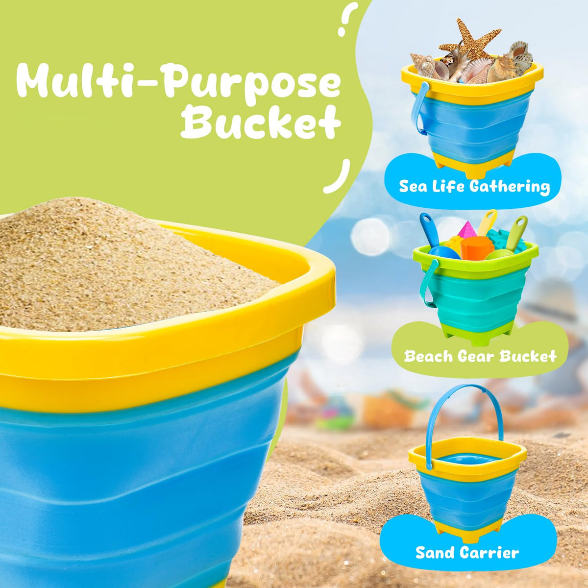 AuntyFey beach storage bag keeps toys organized for trips and outings.
